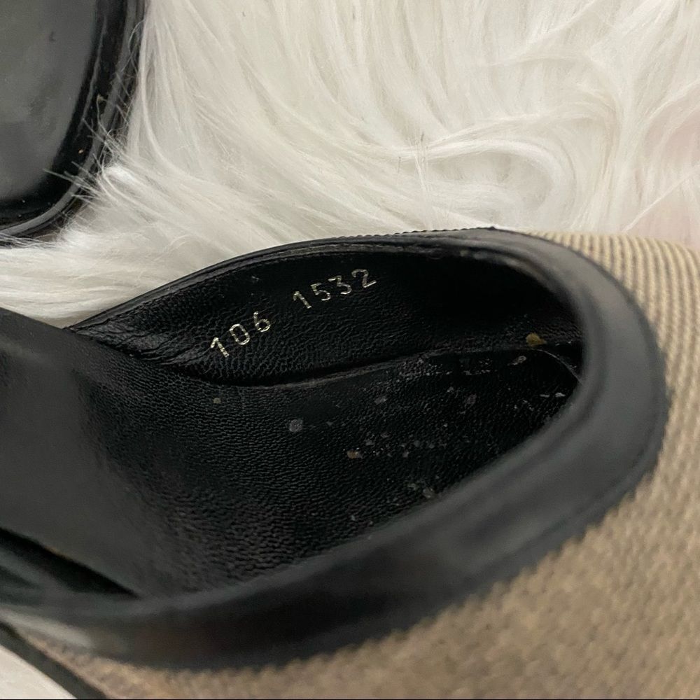 GUCCI leather trim taupe canvas open chunky heel mule 7.5 EUR 38 - Picture 7 of 13